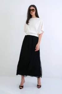 Trend Alaçatı Stili Women's Black Lace Detailed Lined Maxi Length Tulle Skirt Alc-X15263 - Image 5
