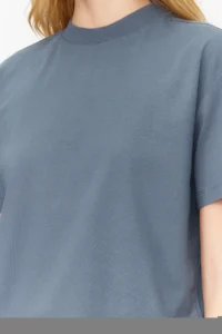TRENDYOLMİLLA Dark Gray 100% Cotton Basic Regular/Normal Pattern Dog collar Knitting T-Shirt - Image 6