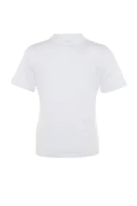 TRENDYOLMİLLA White 100% Cotton Basic Regular/Normal Pattern Dog collar Knitting T-Shirt - Image 12