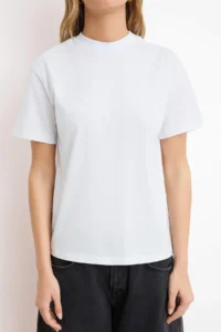 TRENDYOLMİLLA White 100% Cotton Basic Regular/Normal Pattern Dog collar Knitting T-Shirt - Image 3
