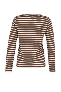 TRENDYOLMİLLA Brown Striped Basic Crew Neck Knitting T-Shirt - Image 8
