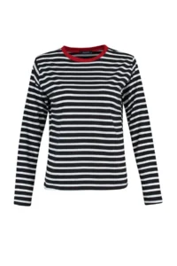 TRENDYOLMİLLA Black Striped relaxed Pattern Basic Crew Neck Colorful Ribbed Knitting T-Shirt - Image 6