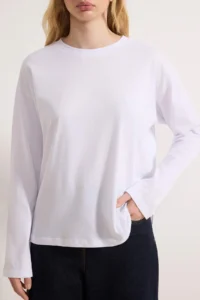 TRENDYOLMİLLA White 100% Thick Cotton Basic Crew Neck Oversized/Wide Pattern Knitting T-Shirt - Image 3
