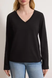 TRENDYOLMİLLA Black-White 2 Sets Package 100% Cotton V-neck Regular/Normal Cut Knitting T-Shirt - Image 4