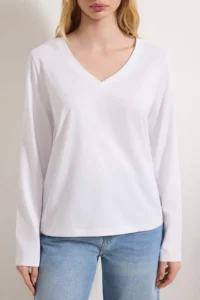 TRENDYOLMİLLA Black-White 2 Sets Package 100% Cotton V-neck Regular/Normal Cut Knitting T-Shirt - Image 7