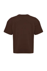 TRENDYOLMİLLA Brown 100% Cotton Slogan Printed relaxed/Wide Relaxed Cut Knitting T-Shirt - Image 11