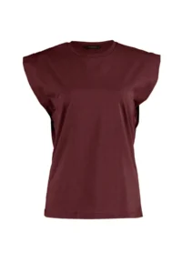 TRENDYOLMİLLA Burgundy 100% Cotton Wadding Look Basic Crew Neck Knitting T-Shirt - Image 5