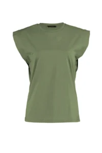 TRENDYOLMİLLA Khaki 100% Cotton Wadding Look Basic Crew Neck Knitting T-Shirt - Image 6