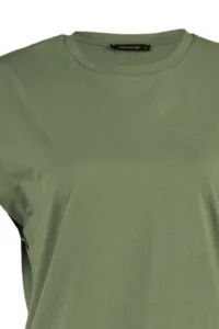 TRENDYOLMİLLA Khaki 100% Cotton Wadding Look Basic Crew Neck Knitting T-Shirt - Image 7