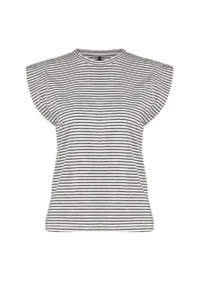 TRENDYOLMİLLA Multicolored 100% Cotton Striped Wadding Look Basic Crew Neck Knitting T-Shirt - Image 9