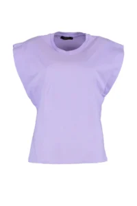 TRENDYOLMİLLA Lilac 100% Cotton Wadding Look Basic Crew Neck Knitting T-Shirt - Image 6