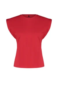 TRENDYOLMiLLA Rejection 100% Cotton Wadding Look Basic Crew Neck Knitting T-Shirt - Image 7