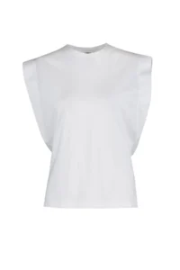 TRENDYOLMİLLA White 100% Cotton Wadding Look Basic Crew Neck Knitting T-Shirt - Image 6
