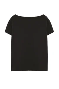 TRENDYOLMİLLA Black 100% Cotton Oversized/Wide Pattern Boat Neck Knitting T-Shirt - Image 9