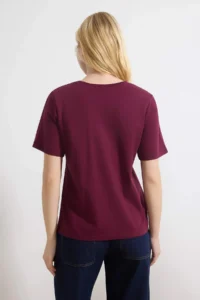 TRENDYOLMİLLA Plum-Stone 100% Cotton Crew Neck 2 Sets Package Knitting T-Shirt - Image 5