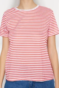 TRENDYOLMİLLA Rejection-Rejection Striped 2 Sets Package Basic Crew Neck Knitting T-Shirt - Image 6