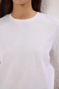 TRENDYOLMİLLA White-White Basic 100% Cotton Crew Neck 2 Sets Package Knitting T-Shirt - Image 4