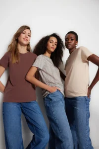 TRENDYOLMİLLA Brown-Beige-Khaki Striped 3 Sets Package Basic Crew Neck Knitting T-Shirt - Image 2