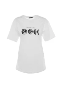 TRENDYOLMİLLA Ecru 100% Cotton Printed Boyfriend Fit Crew Neck Knitting T-Shirt - Image 12