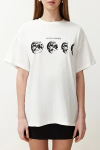 TRENDYOLMİLLA Ecru 100% Cotton Printed Boyfriend Fit Crew Neck Knitting T-Shirt - Image 5