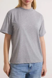 TRENDYOLMİLLA Navy Blue-Gray Melange 2 Sets Package 100% Cotton Basic Dog collar Knitting T-Shirt - Image 3