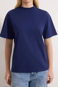 TRENDYOLMİLLA Navy Blue-Gray Melange 2 Sets Package 100% Cotton Basic Dog collar Knitting T-Shirt - Image 6