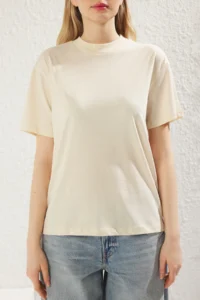 TRENDYOLMİLLA Oil Green-Open Stone 2 Sets Package 100% Cotton Basic Dog collar Knitting T-Shirt - Image 3