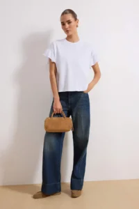 TRENDYOLMİLLA White 100% Cotton Ruffle Detailed Basic Crew Neck Knitting T-Shirt