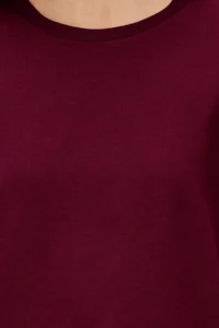TRENDYOLMİLLA Dark Cherry 100% Cotton Basic Crew Neck Knitting T-Shirt - Image 5