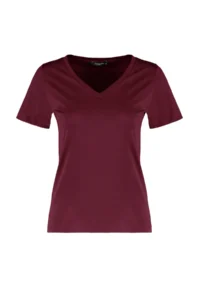 TRENDYOLMİLLA Dark Cherry 100% Cotton Basic V-neck Knitting T-Shirt - Image 5