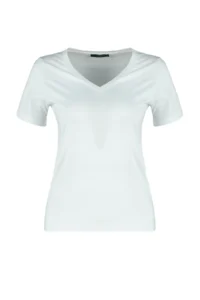 TRENDYOLMİLLA White 100% Cotton Basic V-neck Knitting T-Shirt - Image 6