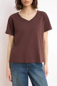 TRENDYOLMİLLA Ecru-Brown 100% Cotton 2 Sets Package Regular Pattern Basic V-neck Knitting T-Shirt - Image 3