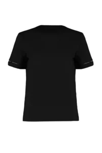 TRENDYOLMİLLA Black 100% Cotton Embroidered Detailed Basic Crew Neck Knitting T-Shirt - Image 6