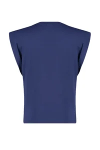 TRENDYOLMİLLA Navy Blue 100% Cotton Button Detailed Wadding Appearance Basic Crew Neck Knitting T-Shirt - Image 8