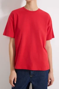 TRENDYOLMİLLA Rejection 100% Thick Cotton Oversized/Wide Pattern Crew Neck Knitting T-Shirt - Image 3