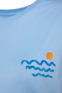 TRENDYOLMİLLA Light Blue 100% Cotton Back and Chest Printed Boyfriend Knitting T-Shirt - Image 13