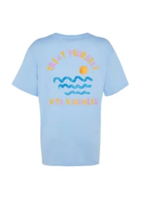 TRENDYOLMİLLA Light Blue 100% Cotton Back and Chest Printed Boyfriend Knitting T-Shirt - Image 14