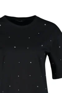 TRENDYOLMİLLA Black Stone Detailed relaxed/Wide Relaxed Cut Crew Neck Knitting T-Shirt - Image 8