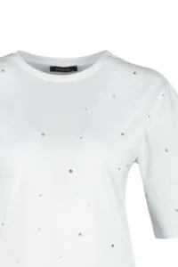 TRENDYOLMİLLA White 100% Cotton Stone Detailed relaxed/Wide Relaxed Cut Crew Neck Knitting T-Shirt - Image 7
