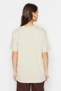 TRENDYOLMİLLA Stone 100% Thick Cotton Printed Oversized Pattern Crew Neck Knitting T-Shirt - Image 12