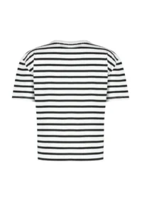 TRENDYOLMİLLA Rejection Striped Thick Cotton Slogan Embroidery Detailed relaxed/Casual Cut Knitting T-Shirt - Image 8