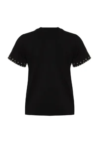 TRENDYOLMİLLA Black Stone Accessory Detailed Regular Pattern Knitting T-Shirt - Image 8