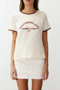 TRENDYOLMİLLA Stone 100% Cotton Slogan Printed Contrast Piping Detailed Knitting T-Shirt - Image 6