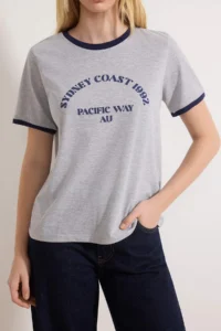 TRENDYOLMİLLA Gray Melange Knitting T-Shirt - Image 3