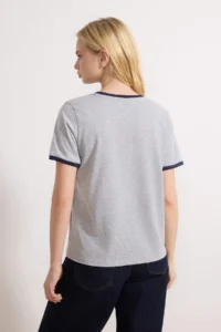 TRENDYOLMİLLA Gray Melange Knitting T-Shirt - Image 4