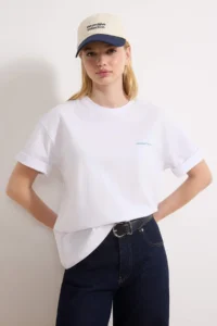 TRENDYOLMİLLA White 100% Cotton Printed relaxed/Rahat Pattern Knitting T-Shirt