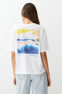 TRENDYOLMİLLA White 100% Cotton Printed relaxed/Rahat Pattern Knitting T-Shirt - Image 10