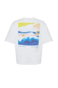 TRENDYOLMİLLA White 100% Cotton Printed relaxed/Rahat Pattern Knitting T-Shirt - Image 12