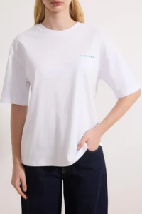 TRENDYOLMİLLA White 100% Cotton Printed relaxed/Rahat Pattern Knitting T-Shirt - Image 3