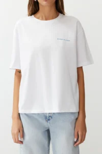 TRENDYOLMİLLA White 100% Cotton Printed relaxed/Rahat Pattern Knitting T-Shirt - Image 9